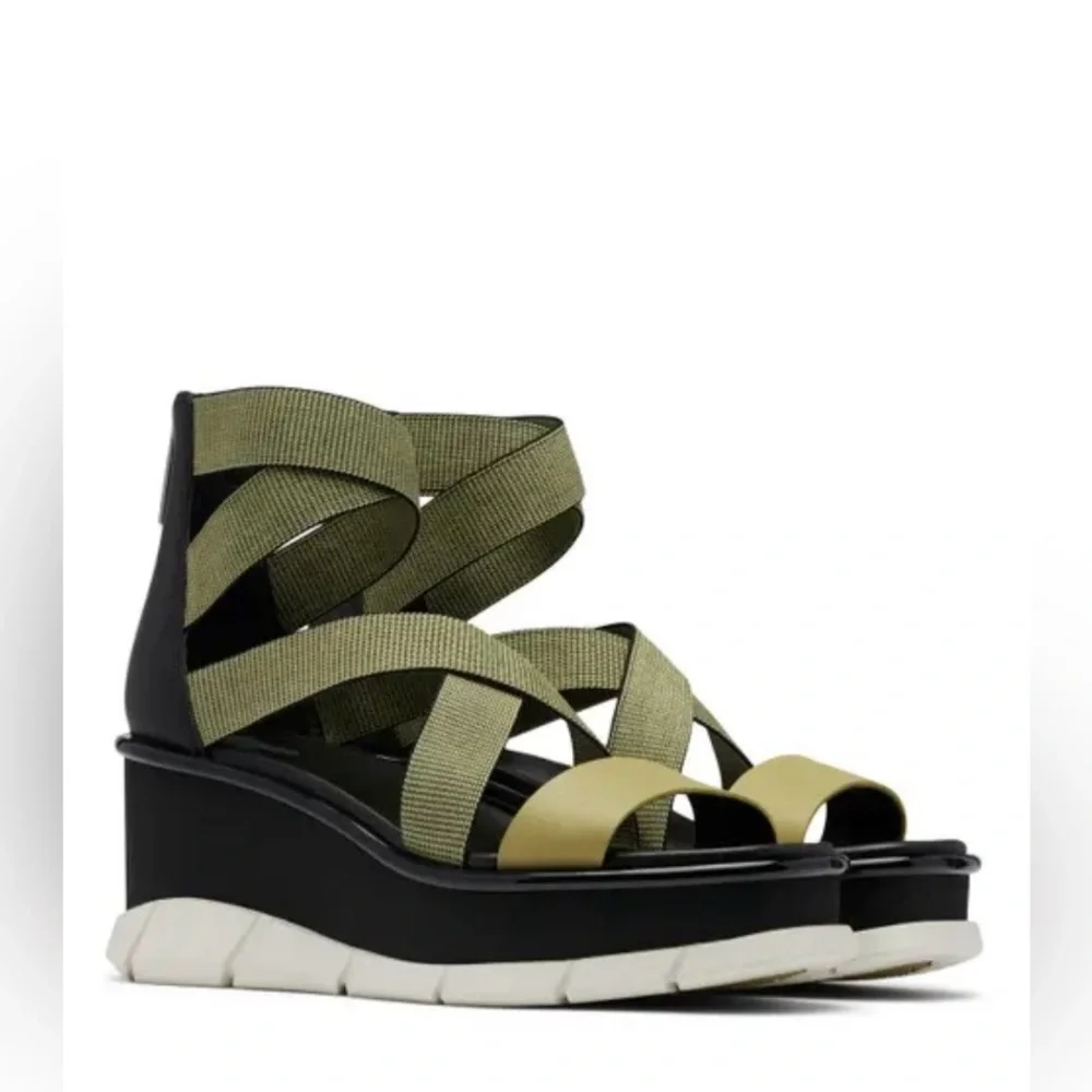 Sorel Joanie III Sport Wedge Sandals Olive NWT 7.5 Comfort Platform